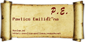 Pavlics Emiliána névjegykártya